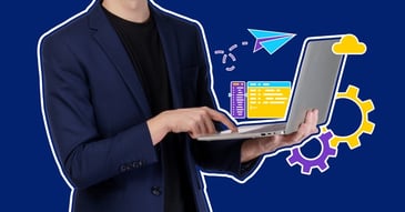 Man typing on laptop