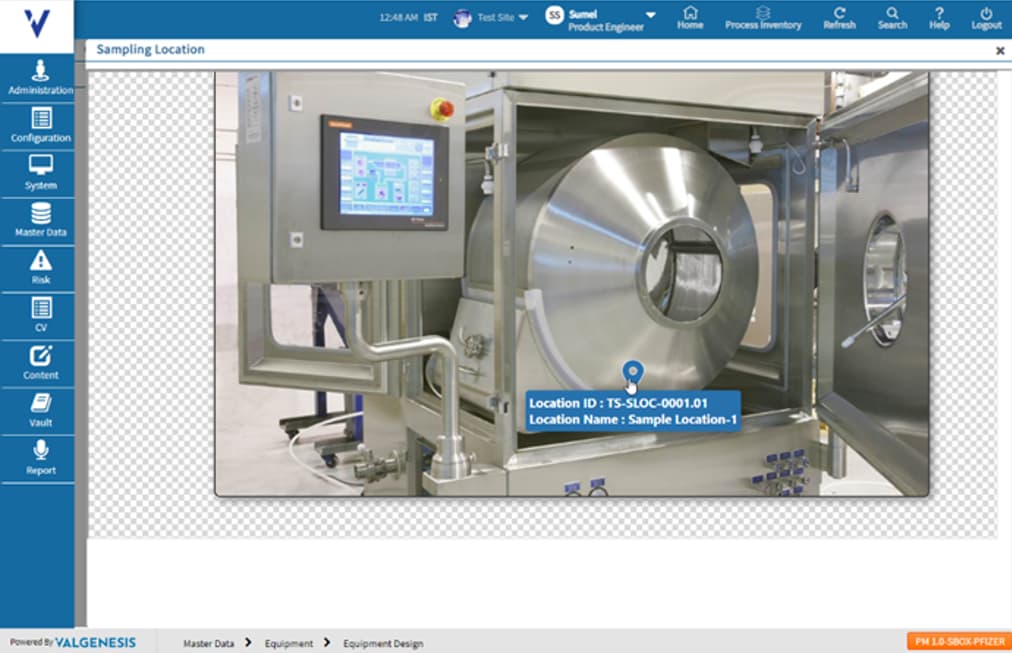 Locate and mark sampling locations on equipment images