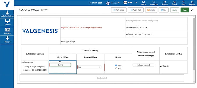 e-Logbook Screenshot - Data Capture