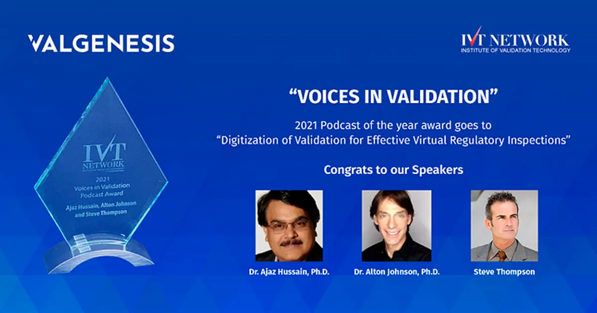 featured blog post image - ValGenesis Podcast on Virtual Inspections Wins Podcast of the Year